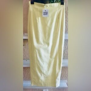 Paper Heart Yellow Linen Cotton Blend Fitted Pencil Skirt Size 8 NWT